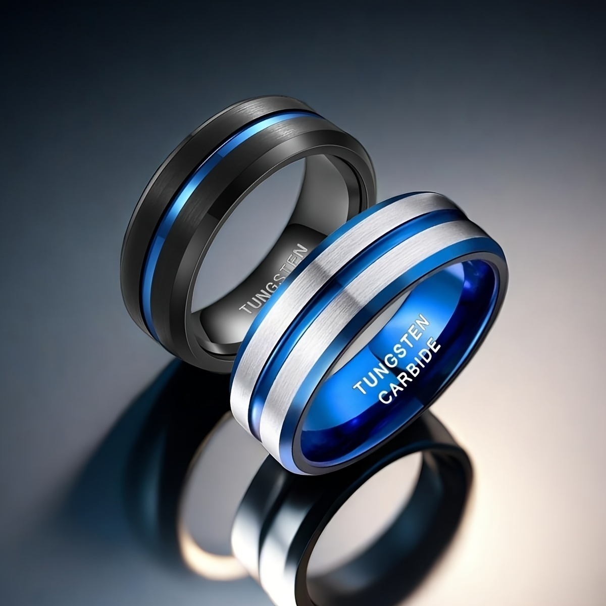 2pcs Men's Dual Tone Stainless Steel Rings 201 Stainless Steel